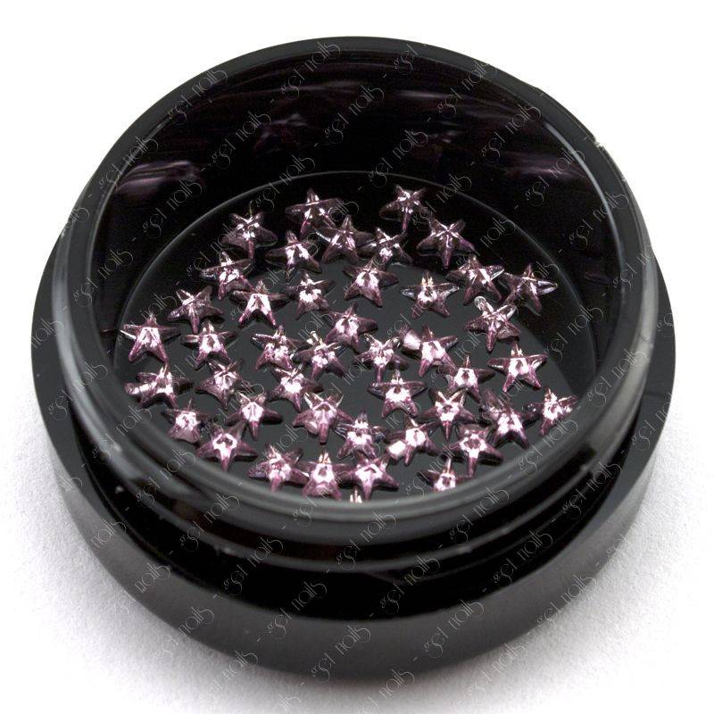 Strass étoiles 3mm - Rose, 50 pièces.