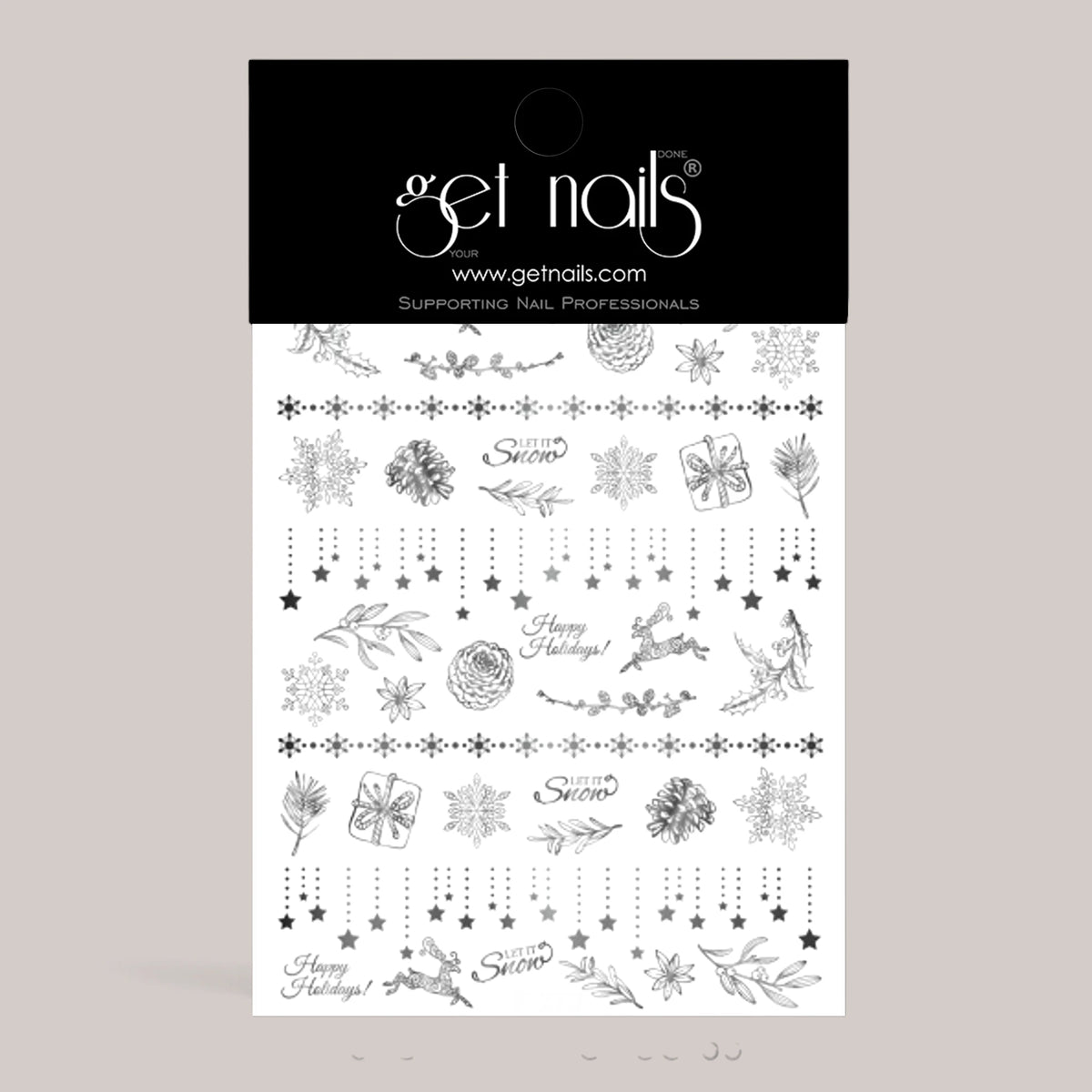 Sticker Art Tattoo 65 Happy Holidays Silver GN