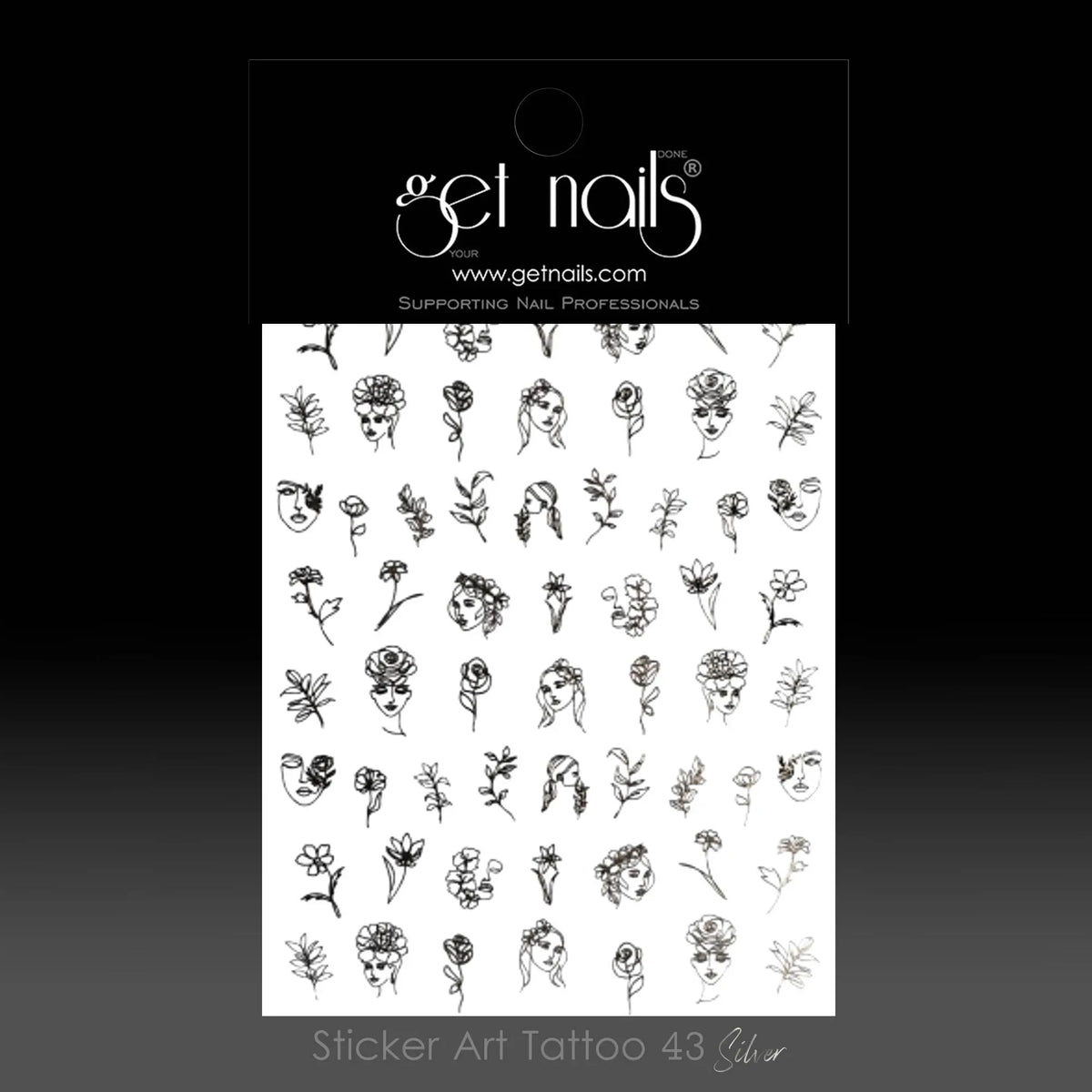 Sticker Art Tattoo 43 GN Visages Argentés