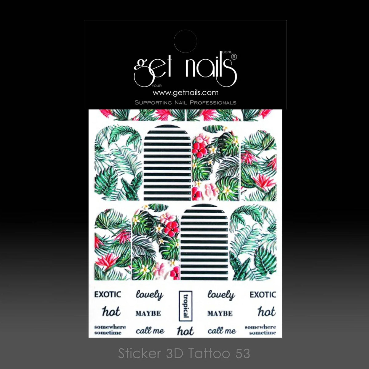 Sticker Tatouage 3D 53 GN Textes Tropicaux