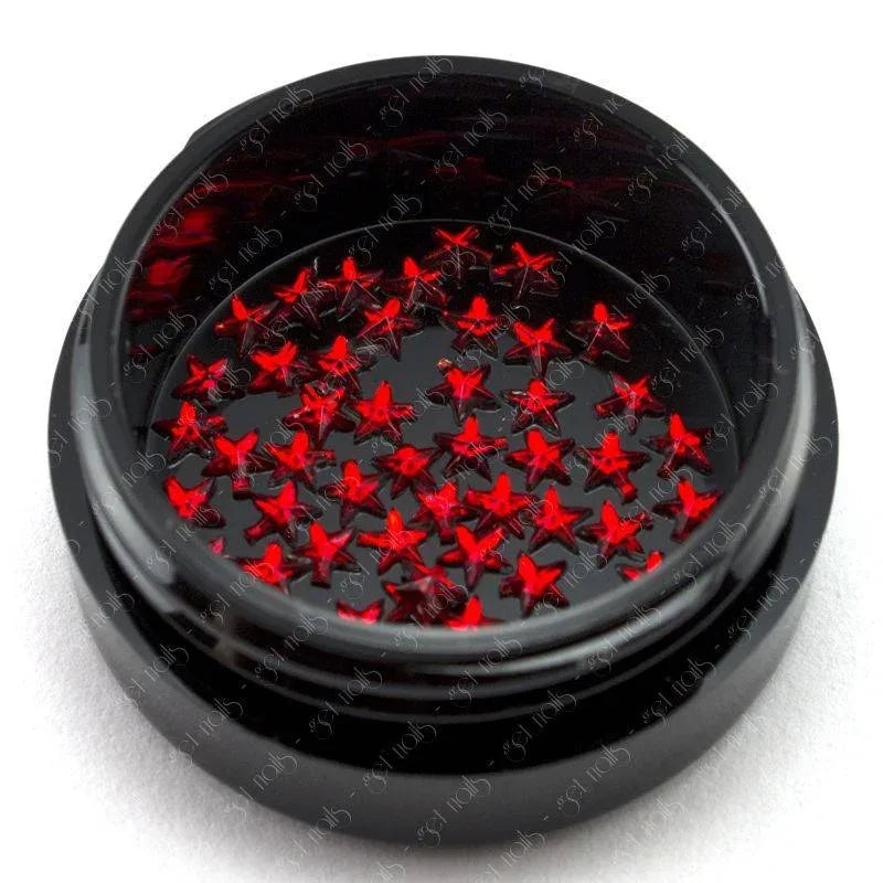 Strass Étoiles 3mm - Rouge, 50 pièces.