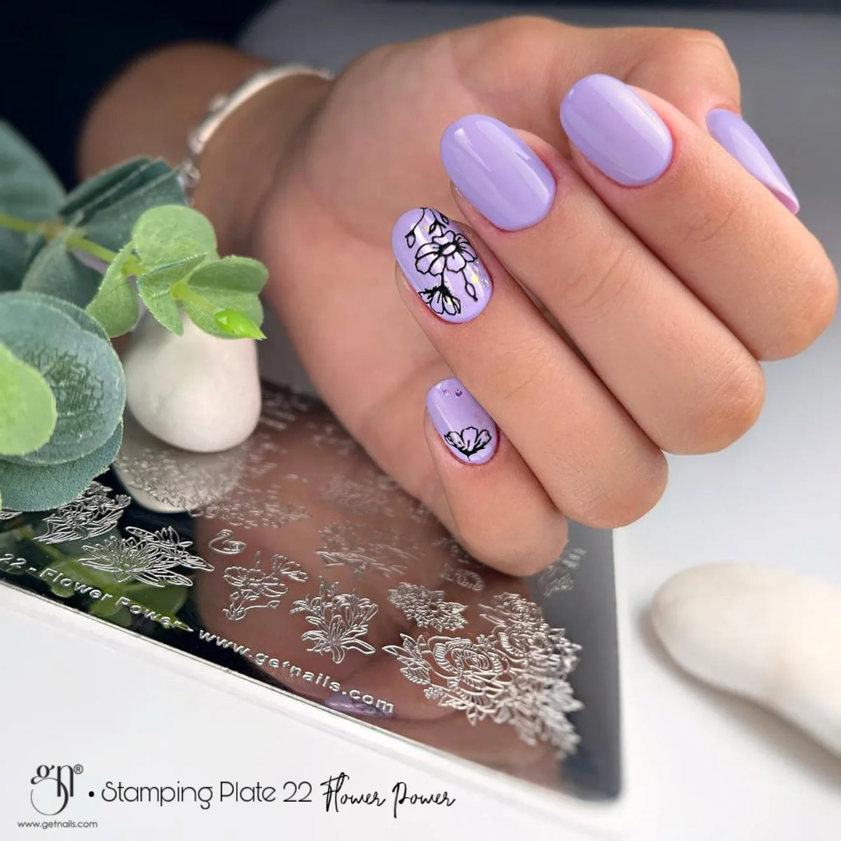 Plaque de stamping GN 22 - Flower Power