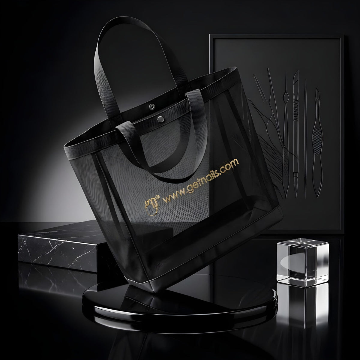Fashion Bag Black/Gold Get Nails | Mesh Bag