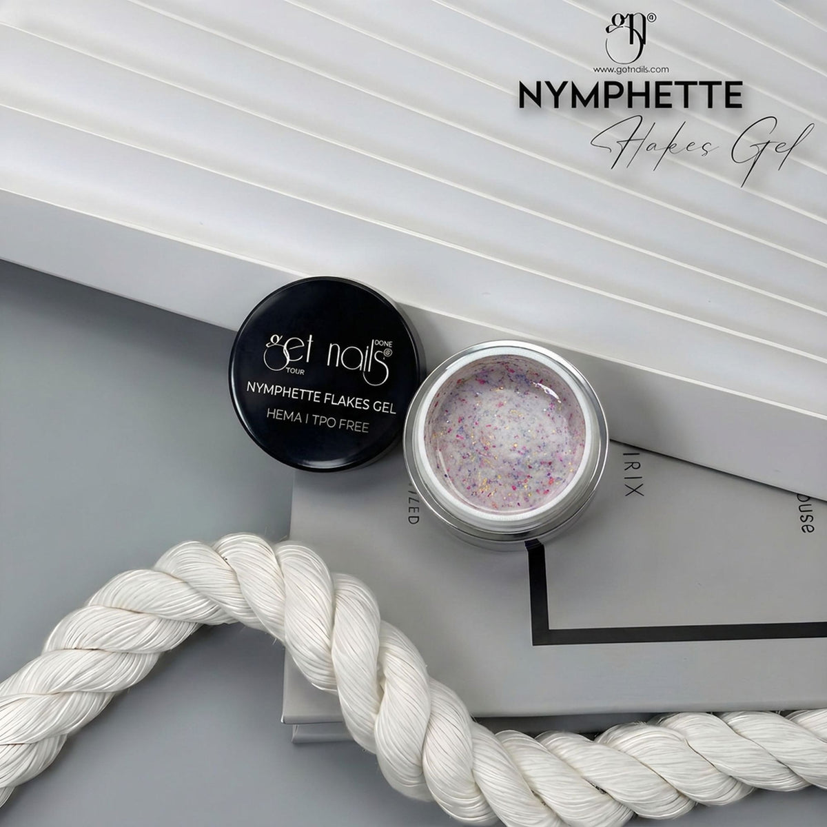 Nymphette Flakes Gel Sample | HEMA-Free Self-Leveling Builder Gel