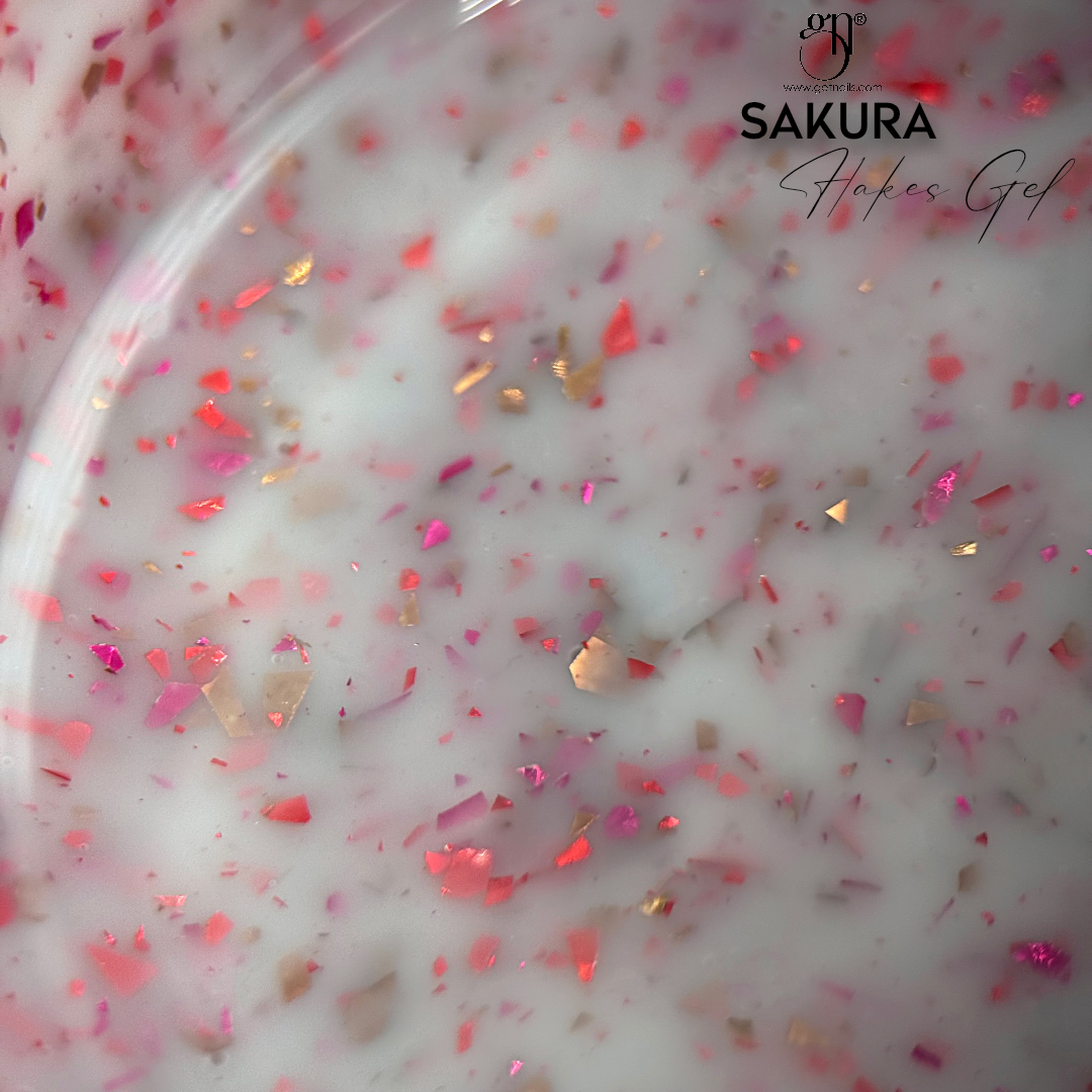 Échantillon Sakura Flakes Gel | Gel de construction auto-égalisant sans HEMA