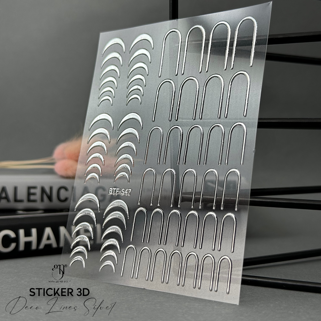 Sticker 3D Deco Lines Argent GN